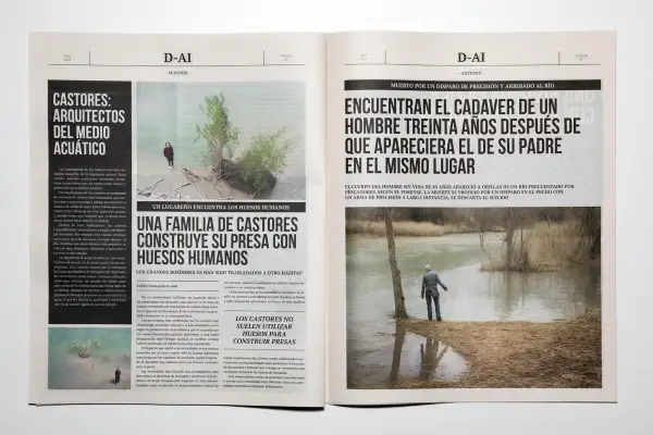 Interior del fotolibro D-AI realizado con IA del dúo artístico Rojo Sache.